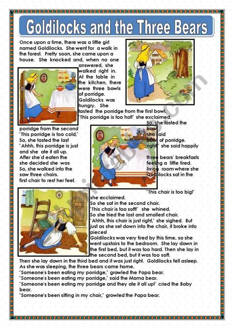 time story|Goldilocks and the Three Bears .